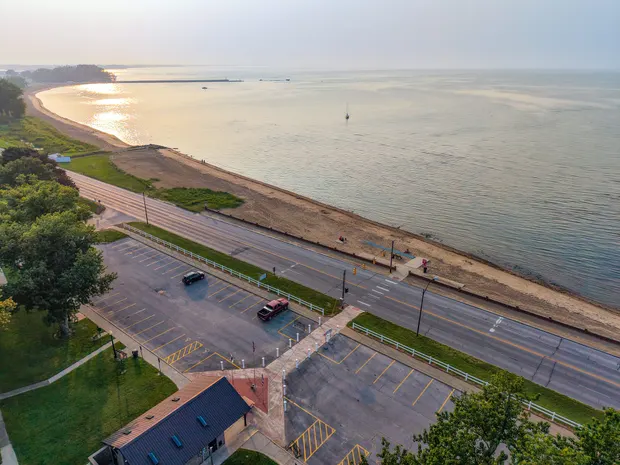 Lake Erie shoreline near the home at golden hour.