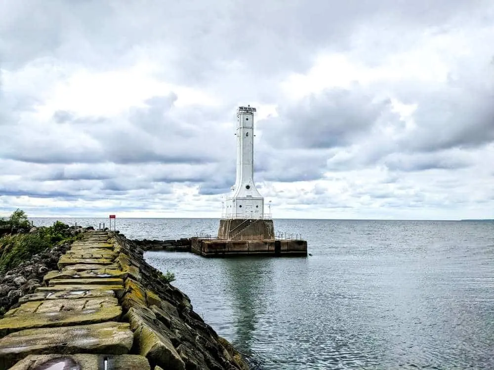 A lighthouse in Huron, Ohio, along Lake Erie.